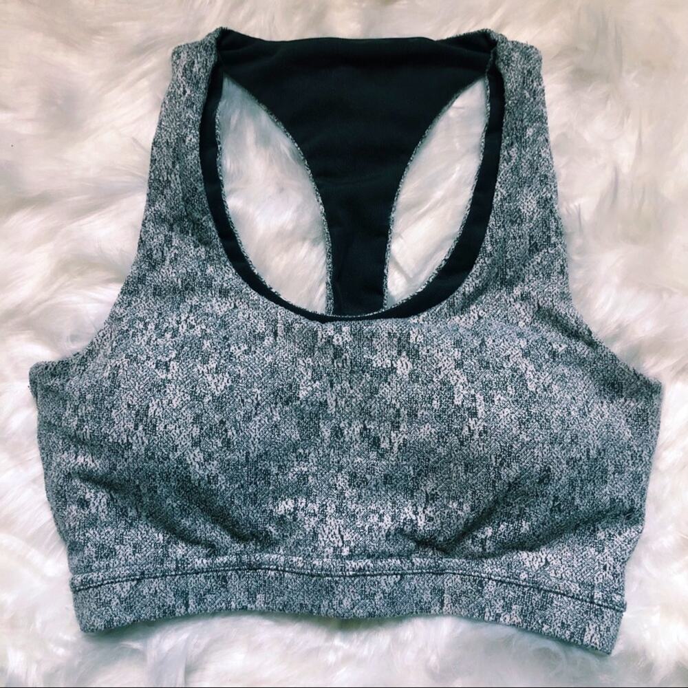 GYMSHARK FLEUR TEXTURE SPORTS BRA-CHARCOAL MARL-DISCONTINUED LIKE NEW!